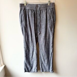 Ann Taylor Factory linen blend wide leg elastic waist drawstring trousers